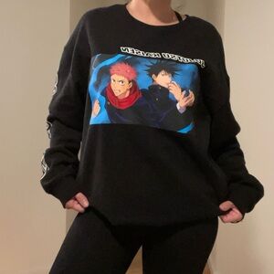 Jujutsu Kaisen Sweater Mens XLarge Black Box Lunch Crewneck Pullover Anime